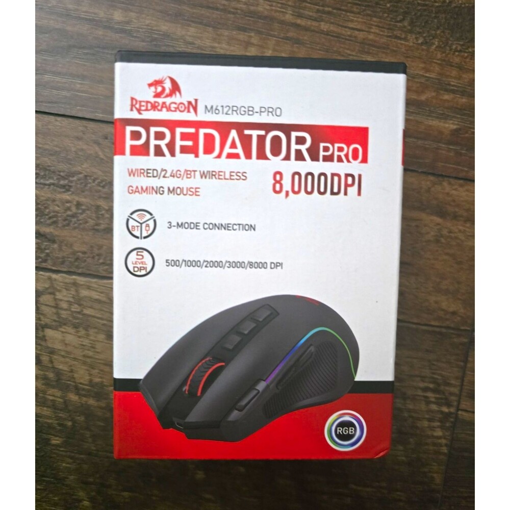 Redragon M612RGB-PRO Gaming Mouse Wireless/Wired/Bluetooth 8000 DPI 9Btn RGB